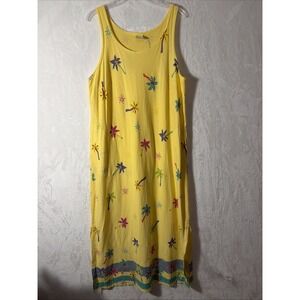Cotton Connection Beach Resortwear Dress Maxi Swim Cover Up Or Casual L Pockets